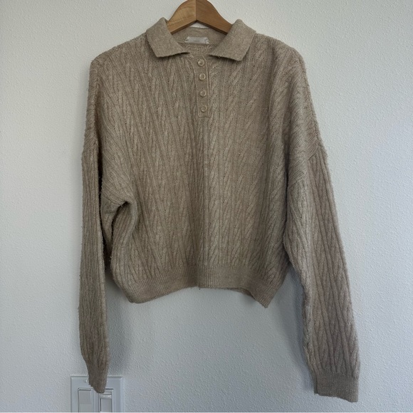 SOLD: Mango Beige Polo Sweater - Picture 3 of 6